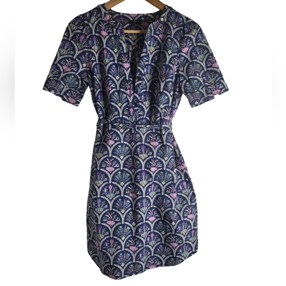 Talbots Navy Patterned Mini Dress - image 1